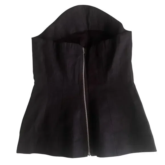 Reformation Black Linen Strapless Top Form Fitting Size 4 - Picture 2 of 4